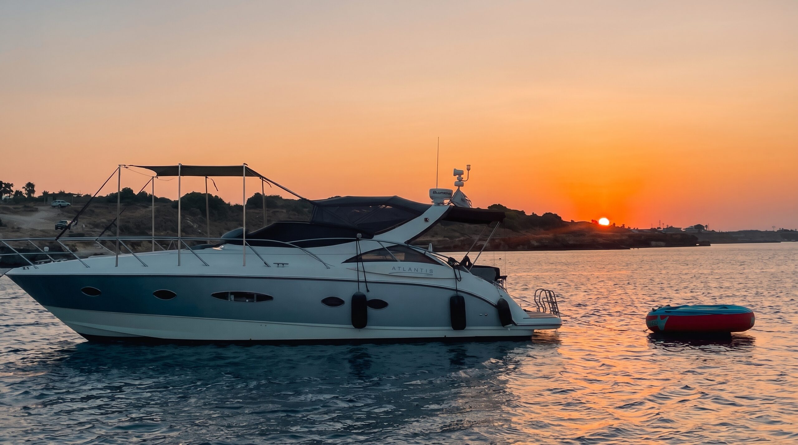 Azimut Atlantis 39 Living Blu at sunset in Ayia Napa